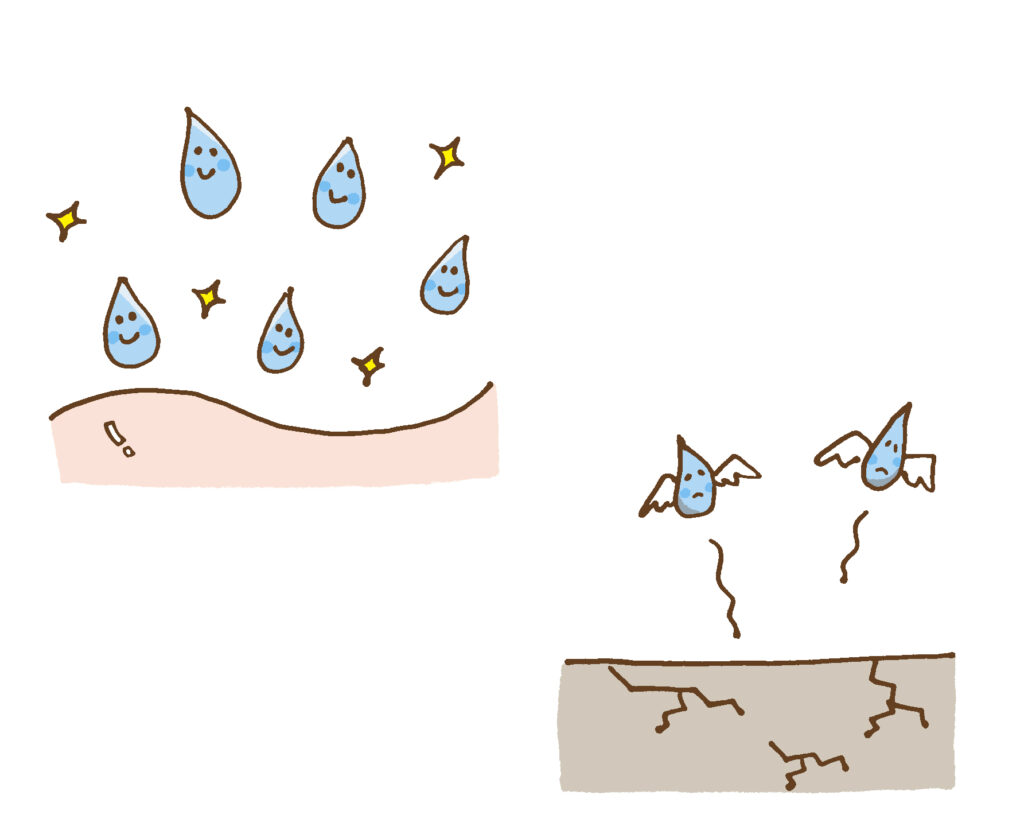 肌の水分が蒸発していくイメージ